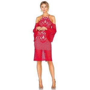 Bardot Red Lace Skirt Pencil Semi Sheer Milla Cocktail Evening Skirt Sz 4/XS NWT